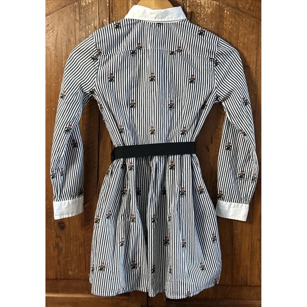 Girls Polo Ralph Lauren AOP Bear Print Belted Shirt Dress Sz 10 Gorgeous